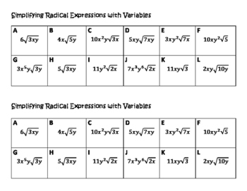 radical expressions with variables