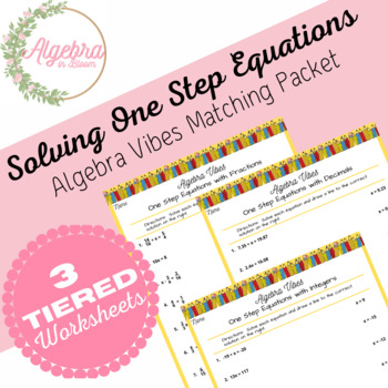 Preview of Solving Algebraic One Step Equations Matching Packet
