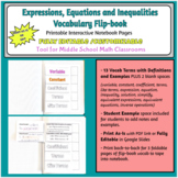 Algebra Vocab Flip-book- Expressions, Equations, Inequalit