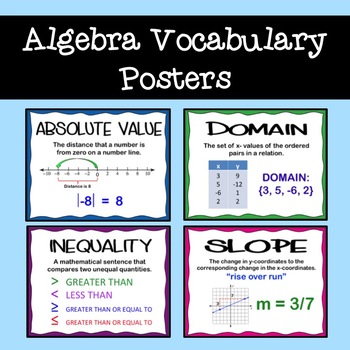 Preview of Algebra Vocabulary Posters