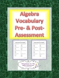 Algebra Vocabulary Pre- and Post-Assessment