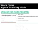 Algebra Vocabulary Words: Google Forms