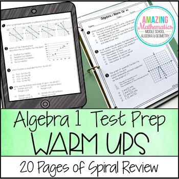 Preview of Algebra Warm Ups  - State Test Prep - Algebra 1 EOC & STAAR Review Bell Ringers
