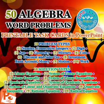 Preview of Algebra Word Problem Task Cards in PowerPoint