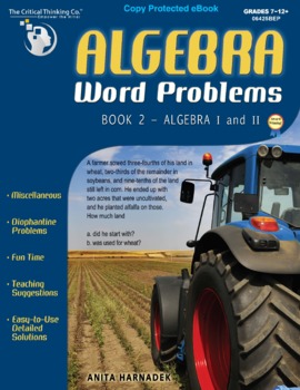 Preview of Algebra Word Problems Book 2 (Algebra I & II) Workbook for Grades 7-12+