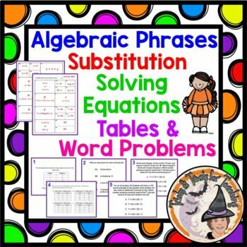 Preview of Algebraic Applications Word Problems Smartboard Task Cards Stations Answer KEY