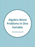 Algebra Word Problems in One Variable Worksheets (Distance Learning)