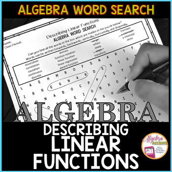 Preview of Algebra Word Search | Describing Linear Functions