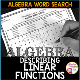 Algebra Word Search | Describing Linear Functions