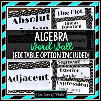 Preview of Algebra Word Wall Strips: (96 in all!)