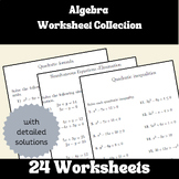 Algebra Worksheet Collection (with detailed solutions)