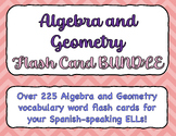 Algebra and Geometry Vocabulary Flash Cards BUNDLE for ELL