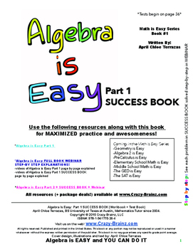 Preview of Algebra is Easy SUCCESS BOOK 750+ problems, 12 tests + answers by Cute Calculus