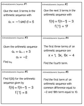 examples of arithmetic and geometric sequences