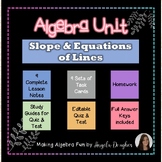 Algebra Slope & Writing Equations of Lines Notes HW Quiz &