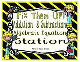 Algebraic Addition and Subtraction Equation Math Center
