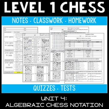 Preview of Algebraic Chess Notation (Level 1 Chess Worksheets/Curriculum - Unit 4)
