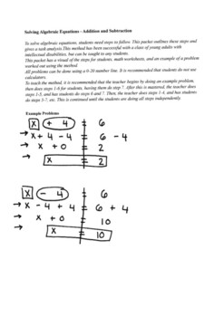 Preview of Addition and Subtraction - Basic Algebra - SPED ADAPTATION