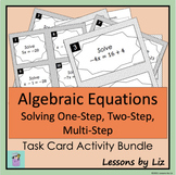 BUNDLE - Algebraic Equations: One, Two & Multi-Step Task Cards