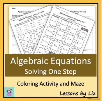 Preview of Algebraic Equations: Solving One Step Coloring Activity and Maze