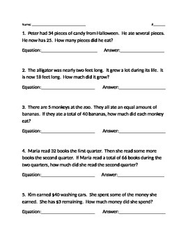 Preview of Algebraic Equations (Word Problems)