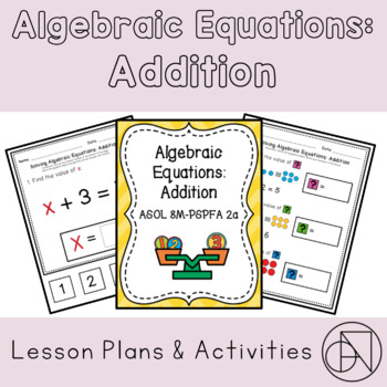 Preview of Algebraic Equations with Addition (Special Education)