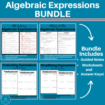 Preview of Algebraic Expression | Evaluating Expressions | Written Expression | Algebra