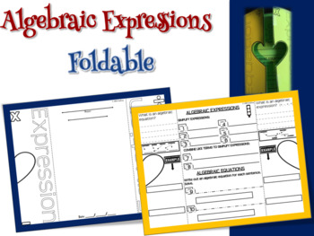 Preview of Algebraic Expressions Activity | Foldable Graphic Organizer