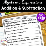 Algebraic Expressions Addition & Subtraction - Evaluating 