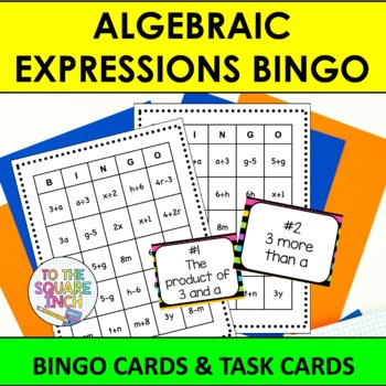 Preview of Algebraic Expressions Bingo Game | Task Cards | Whole Class Activity