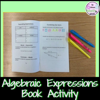 Preview of Algebraic Expressions Book