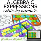 Algebraic Expressions Activity Color by Number Print and Digital