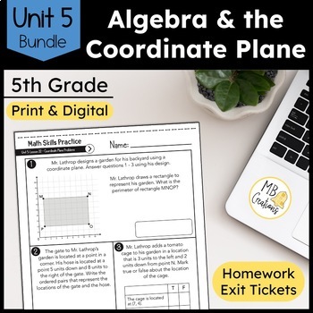 Preview of 5th Grade Algebraic Expression & Coordinate Plane Worksheets Unit 5 iReady Math