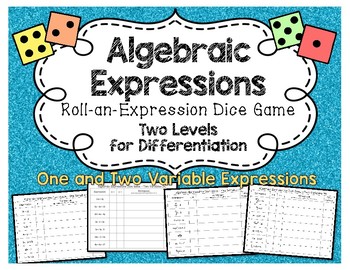 Preview of Algebraic Expressions Dice Game - Evaluating Expressions - Pre-Algebra