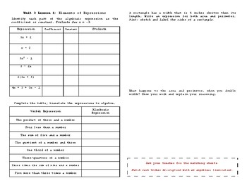 Preview of Algebraic Expressions - Evaluating & Simplifying - Complete Unit