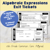 Algebraic Expressions Exit Tickets- 6th Grade