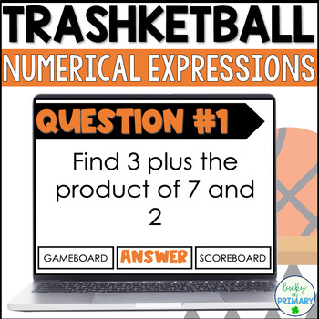 Preview of Writing Algebraic Expressions Game for 5th | Trashketball Test Prep Activity