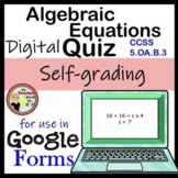 Algebraic Expressions Google Forms Quiz Digital Algebra Activity