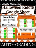 Algebraic Expressions Halloween Riddle Google Sheet