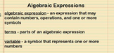 Algebraic Expressions Lesson Presentation