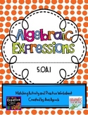 Algebraic Expressions Matching Activity and Worksheet 5.OA.1