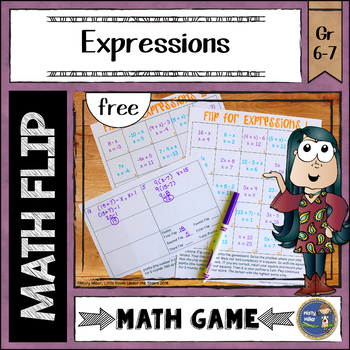 Preview of Algebraic Expressions Math Game - Flip and Solve - FREE