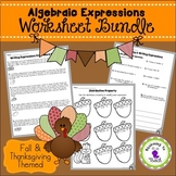 Algebraic Expressions Math Worksheets Thanksgiving Themed