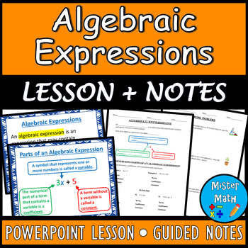 Preview of Algebraic Expressions PPT & Guided Notes BUNDLE