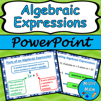 Preview of Algebraic Expressions PowerPoint Lesson