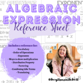 Algebraic Expressions Reference Sheet - for Students