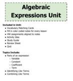 Algebraic Expressions Special Education Math Unit