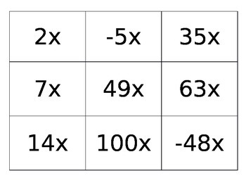 Preview of Algebraic Expressions- Term Cards
