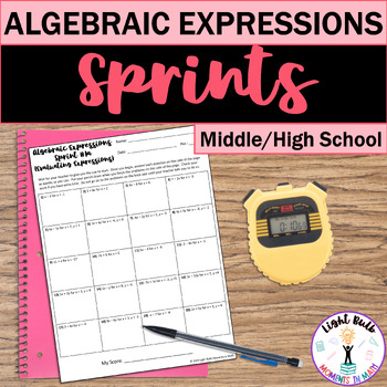 Preview of Algebraic Expressions Timed Math Drills for Fluency (Sprints)