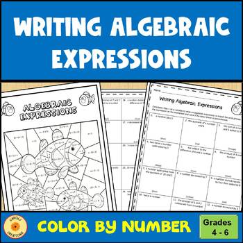 Preview of Algebraic Expressions Translating from Words Color by Number and Easel Assmt